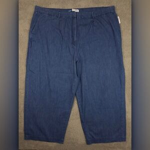 Old Navy Trousers 30 Plus Blue Denim Pleated Extra High Rise Wide Leg Pants NEW